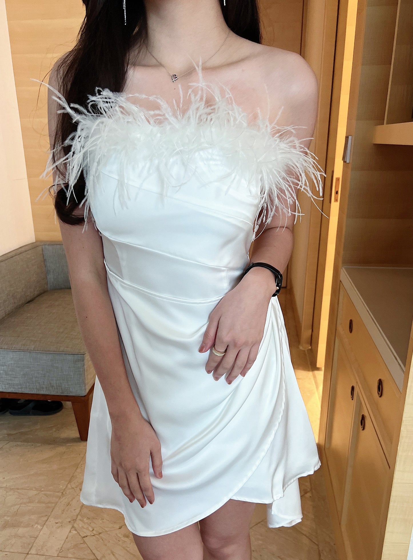 Ashley Fur Dress in White