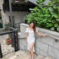 Camila Bubble Sleeve Ruffle Long Dress in White