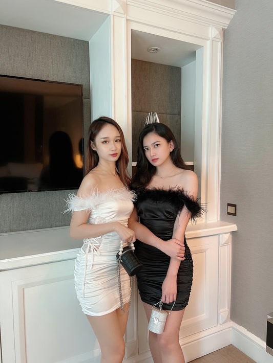 Kathleen furry off shoulder dress