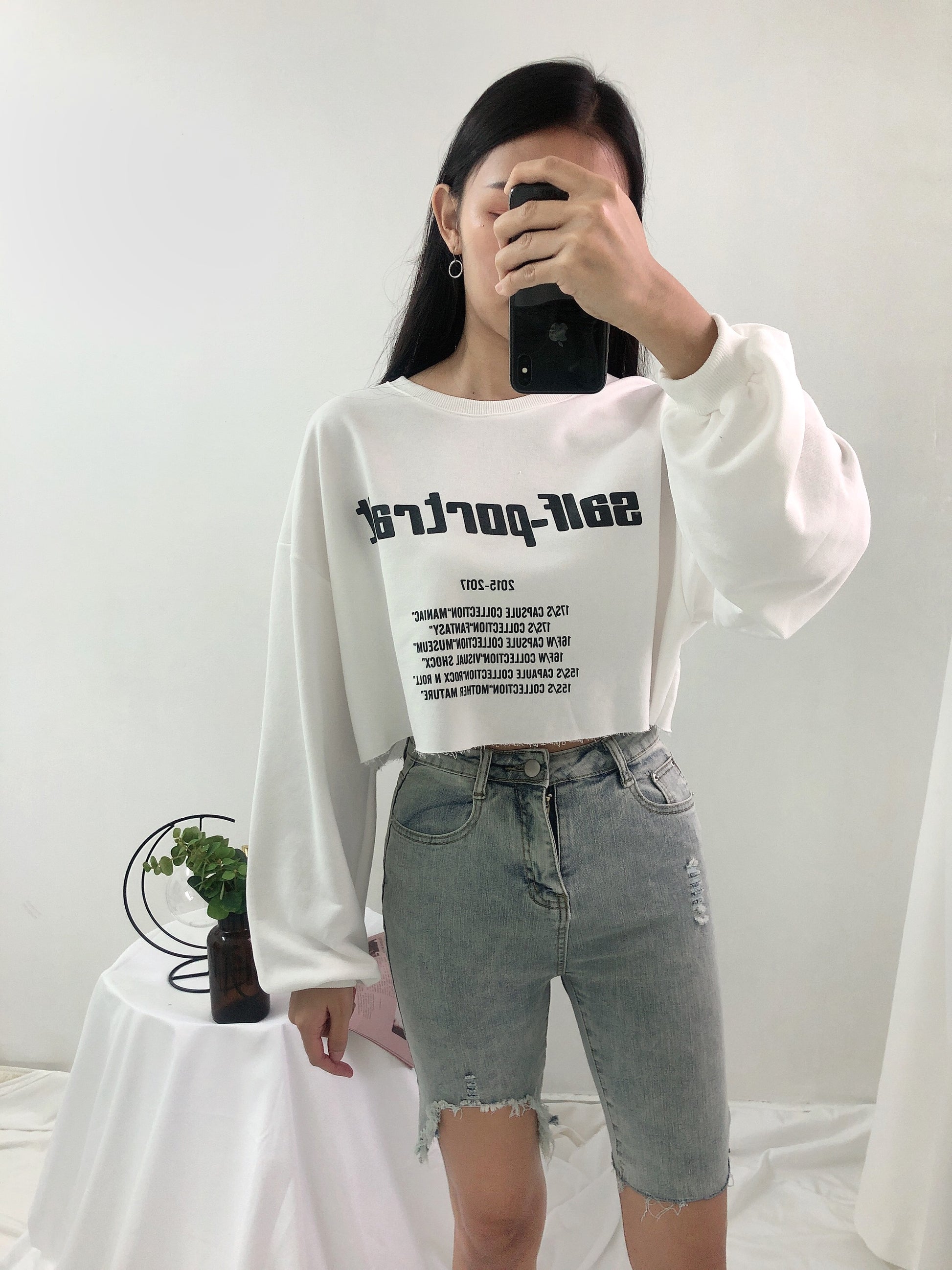 Ripped midi jeans