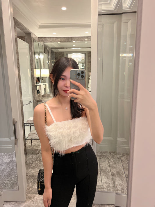 (DEFECT) Jacquelyn Furry Crop Top in white